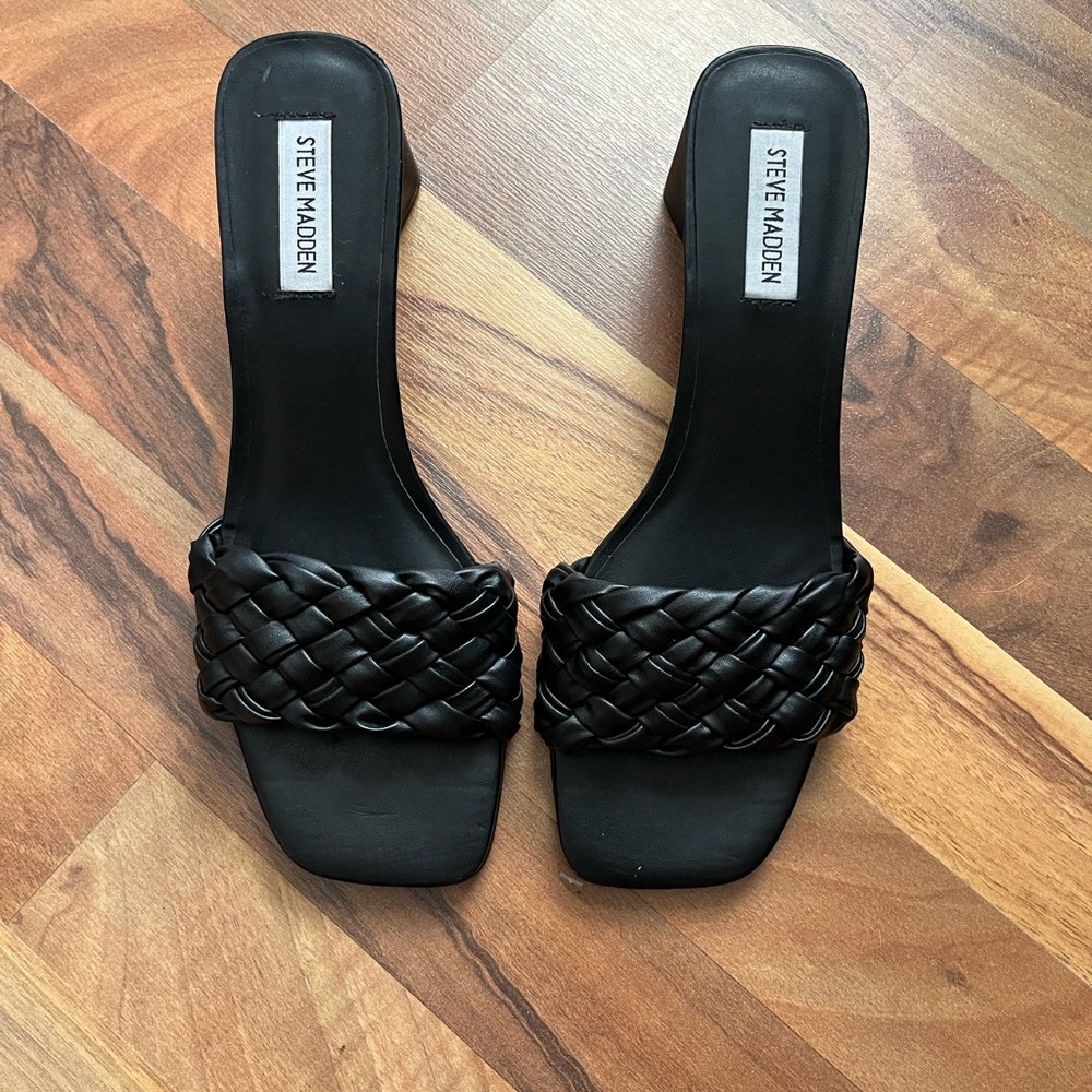 Steve Madden Black Braided Heels